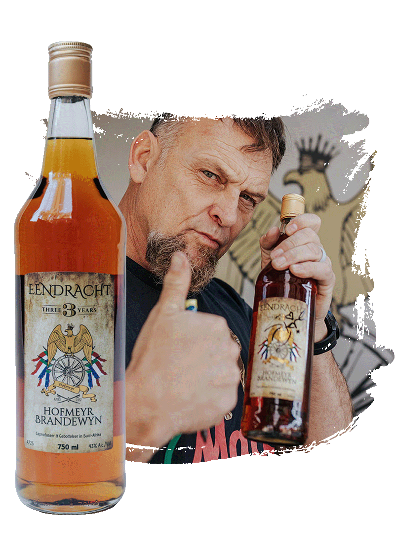 Eendracht Kaapse Brandewyn 3 Jaar geteken deur Steve Hofmeyr